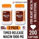 2-Pack bundle of Rugby Niacin 1000 mg Timed Release for heart health and cholesterol support.