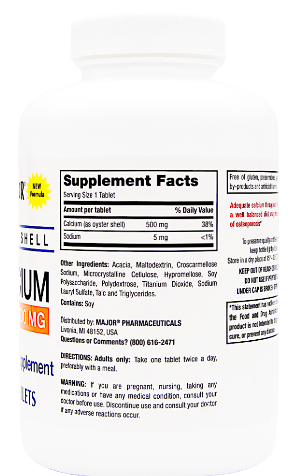 Major Calcium Oyster Shell 500 mg 300 Tablets Bone Health Support