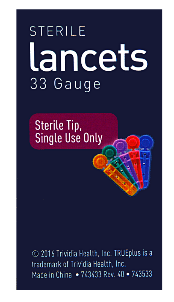 TRUEplus Sterile Lancets 100 Count 33 Gauge