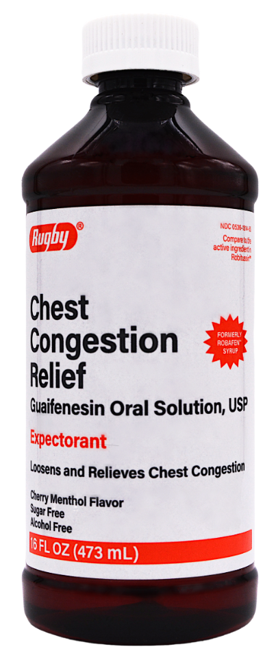 Rugby Mucus & Chest Congestion Guaifenesin 200 mg Expectorant Cherry
