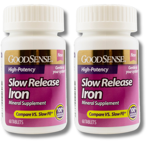 GoodSense Slow Release Iron - 60 Tablets | Compare to Slow FE (2 Pack)