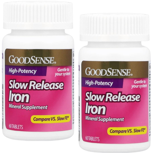 GoodSense Slow Release Iron - 60 Tablets | Compare to Slow FE (2 Pack)