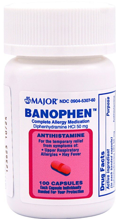Major Banophen Diphenhydramine 50 mg - 100 Capsules | Benadryl