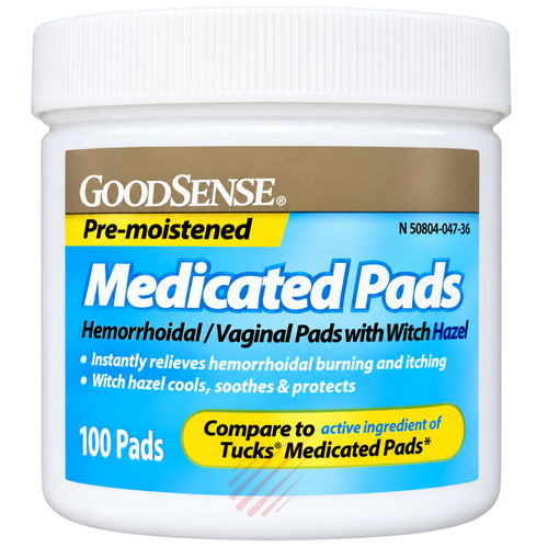 GoodSense Medicated Pads with Witch Hazel - 100 Pads | Compare to Tucks Medicated Pads