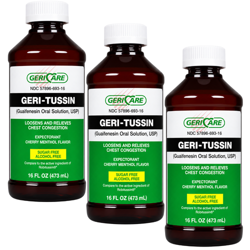 Geri-Care Geri-Tussin Liquid Guaifenesin 100 mg - 16 fl oz | Compare to Robitussin (3 Pack)