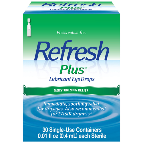 Refresh Plus Lubricant Eye Drops - 30 Single-Use Containers | Preservative Free