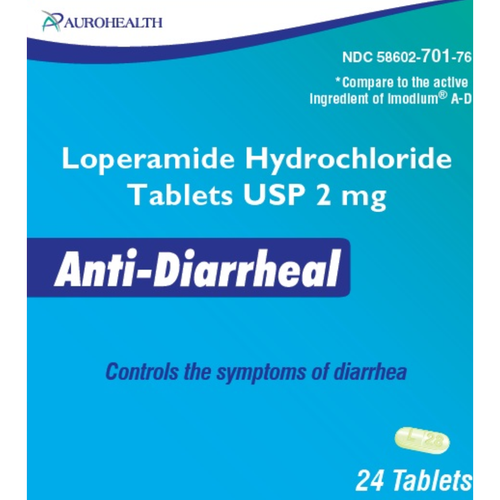 Aurohealth Anti-Diarrheal Loperamide 2 mg - 24 Tablets | Compare to Imodium A-D