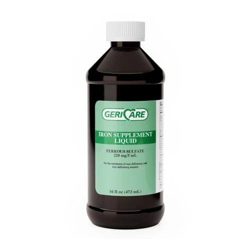 Geri-Care Iron Supplement Liquid Ferrous Sulfate 220 mg / 5 mL - 16 fl oz | Compare to Feosol