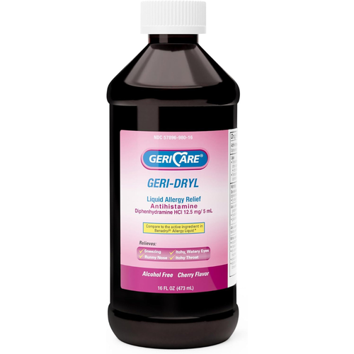 Geri-Care Geri-Dryl Liquid Allergy Relief Diphenhydramine 12.5 mg / 5 mL - 16 fl oz | Compare to Benadryl Liquid Allergy