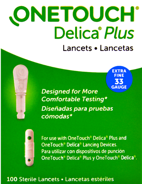 OneTouch Delica Plus 33 Gauge Lancets  - 100 Count