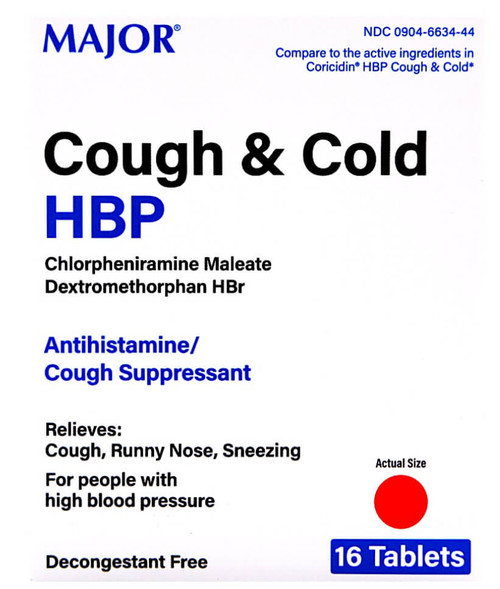 Major Cough & Cold HBP - 16 Tablets | Coricidin HBP Cough & Cold