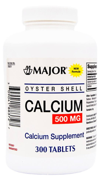 Major Calcium Oyster Shell 500 mg - 300 Tablets 