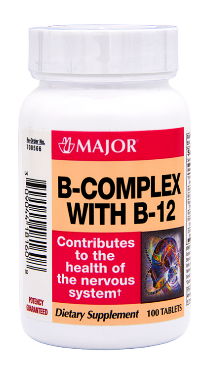 Major B-Complex with B-12 Vitamins - 100 Tablets