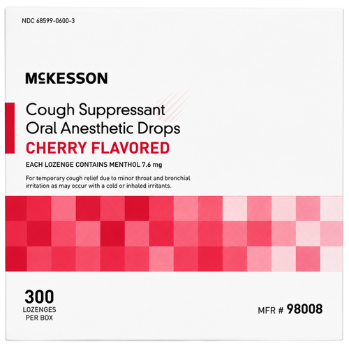 McKesson Cough Drops Menthol 7.6 mg Cherry Flavor - 300 Lozenges | Compare to Halls