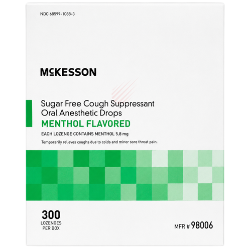 McKesson Cough Drops Menthol 5.8 mg Mint Flavor Sugar Free - 300 Lozenges | Compare to Halls Sugar Free