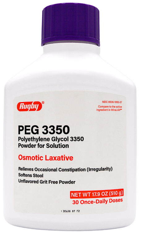 Rugby PEG Polyethylene Glycol 3350 Powder Osmotic Laxative - 17.9 oz | MiraLAX