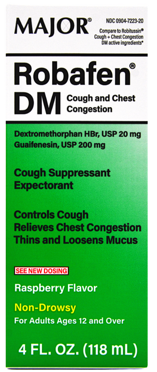 Imperfect - Major Robafen DM Cough & Chest Congestion Raspberry Flavor Syrup - 4 Fl Oz (EXP. 5/25)