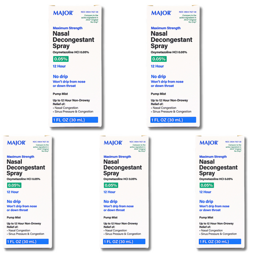 Major Nasal Decongestant Spray Oxymetazoline - 1 fl oz | Afrin (5 Pack)