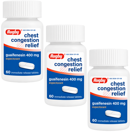 Rugby Chest Congestion Relief Guaifenesin 400 mg - 60 Tablets | Mucinex (3 Pack)