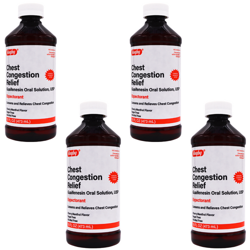 Rugby Chest Congestion Relief Guaifenesin 100mg Cough Syrup | Robitussin (4 Pack)