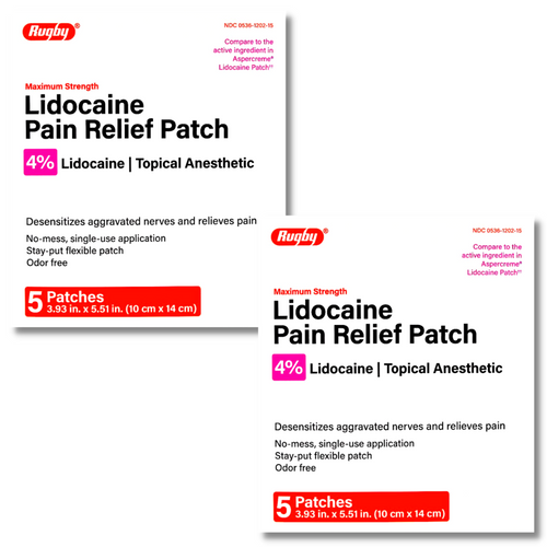 OTC Lidocaine Patch 2 Pack – Rugby 4% Pain Relief