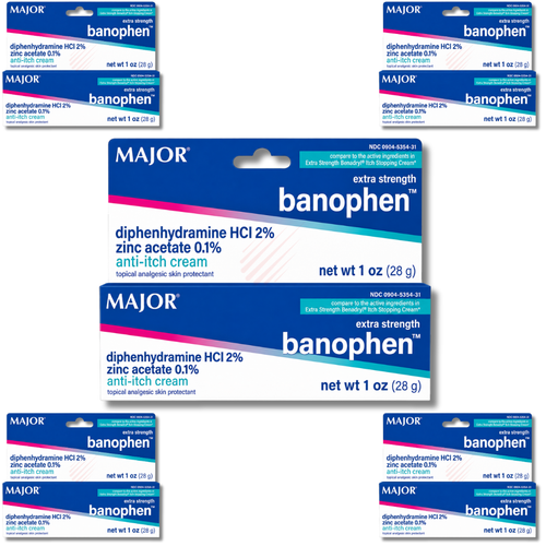 Major Banophen Anti-Itch Cream 2% - 1 oz | Benadryl Cream (5 Pack)