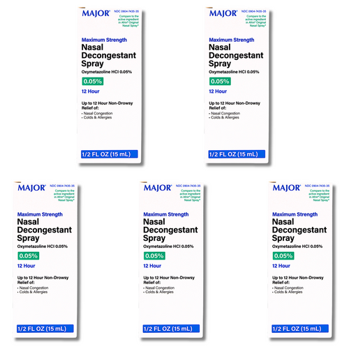 Major Nasal Decongestant Spray Oxymetazoline - 0.5 fl oz | Afrin (5 Pack)
