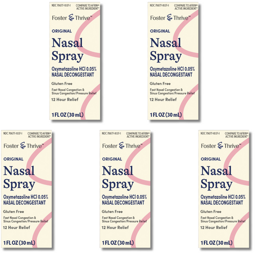 Foster & Thrive Nasal Spray Oxymetazoline 0.05% - 1 fl oz | Compare to Afrin (5 Pack)