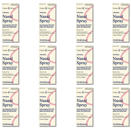 Foster & Thrive Nasal Spray Oxymetazoline 0.05% - 1 fl oz | Compare to Afrin (12 Pack)