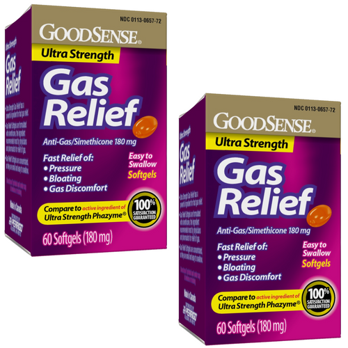 GoodSense Gas Relief Simethicone 180 mg - 60 Softgels | Compare to Phazyme (2 Pack)