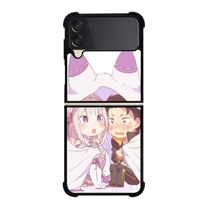 SUBARU AND EMILIA CHIBI Samsung Z Flip 3 Case SUBARU AND EMILIA CHIBI Samsung Z Flip 3 Case