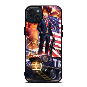 DONALD TRUMP ON TANK iPhone 15 Plus Case DONALD TRUMP ON TANK iPhone 15 Plus Case