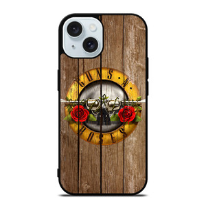 GUN AND ROSES LOGO WOODEN iPhone 15 Case GUN AND ROSES LOGO WOODEN iPhone 15 Case