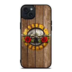 GUN AND ROSES LOGO WOODEN iPhone 15 Plus Case GUN AND ROSES LOGO WOODEN iPhone 15 Plus Case