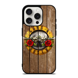 GUN AND ROSES LOGO WOODEN iPhone 15 Pro Case GUN AND ROSES LOGO WOODEN iPhone 15 Pro Case
