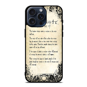 RULES OF THE DEATH NOTE 2 iPhone 15 Pro Max Case RULES OF THE DEATH NOTE 2 iPhone 15 Pro Max Case