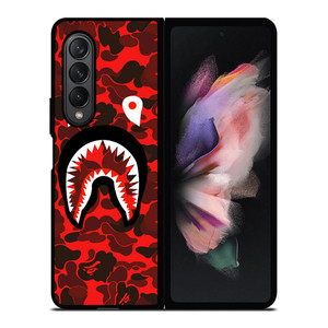 BAPE SHARK FACE RED CAMO Samsung Z Fold 3 Case BAPE SHARK FACE RED CAMO Samsung Z Fold 3 Case