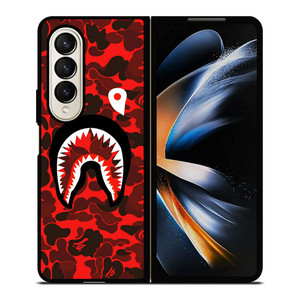 BAPE SHARK FACE RED CAMO Samsung Z Fold 4 Case BAPE SHARK FACE RED CAMO Samsung Z Fold 4 Case