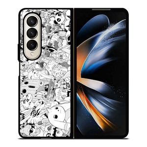 DIGIMON BLACK WHITE Samsung Z Fold 4 Case DIGIMON BLACK WHITE Samsung Z Fold 4 Case