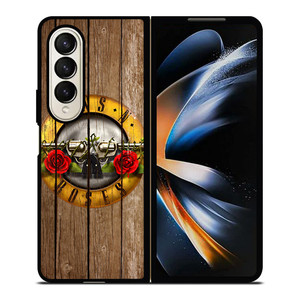 GUN AND ROSES LOGO WOODEN Samsung Z Fold 4 Case GUN AND ROSES LOGO WOODEN Samsung Z Fold 4 Case