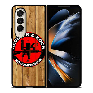 HECKLER AND KOCH LOGO WOODEN Samsung Z Fold 4 Case HECKLER AND KOCH LOGO WOODEN Samsung Z Fold 4 Case