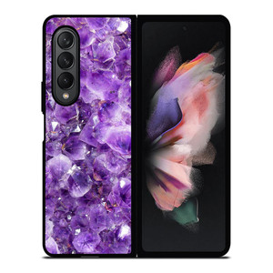 PURPLE CRYSTAL MARBLE PATTERN Samsung Z Fold 3 Case PURPLE CRYSTAL MARBLE PATTERN Samsung Z Fold 3 Case