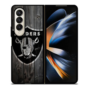 OAKLAND RAIDERS LOGO WOODEN Samsung Z Fold 4 Case OAKLAND RAIDERS LOGO WOODEN Samsung Z Fold 4 Case
