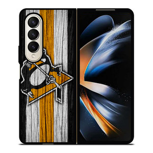 PITTSBURGH PENGUINS LOGO WOODEN Samsung Z Fold 4 Case PITTSBURGH PENGUINS LOGO WOODEN Samsung Z Fold 4 Case