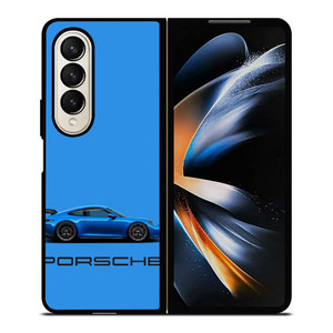 PORSCHE CAR BLUE Samsung Z Fold 4 Case PORSCHE CAR BLUE Samsung Z Fold 4 Case