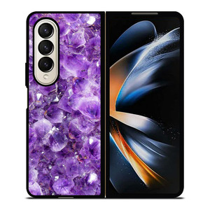 PURPLE CRYSTAL MARBLE PATTERN Samsung Z Fold 4 Case PURPLE CRYSTAL MARBLE PATTERN Samsung Z Fold 4 Case