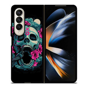 SUGAR SKULL FLOWERS TATTOO Samsung Z Fold 4 Case SUGAR SKULL FLOWERS TATTOO Samsung Z Fold 4 Case