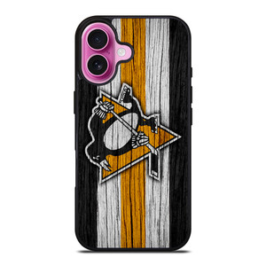 PITTSBURGH PENGUINS LOGO WOODEN iPhone 16 Plus Case