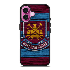 WEST HAM UNITED LOGO WOODEN iPhone 16 Plus Case WEST HAM UNITED LOGO WOODEN iPhone 16 Plus Case