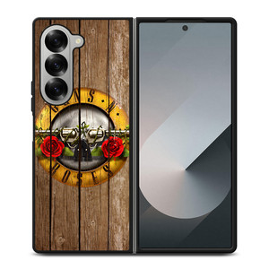 GUN AND ROSES LOGO WOODEN Samsung Z Fold 6 Case GUN AND ROSES LOGO WOODEN Samsung Z Fold 6 Case